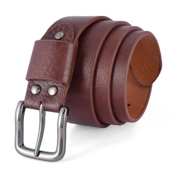 Premium Leather Belt For Men - Maroon Natural Milled Full Grain Buffalo Leather
